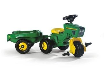 Rolly Toys rollyKid CLAAS AXOS 240 Trettraktor mit Anhänger + Frontlader (für Kinder von 2,5-5 Jahre, einstellbare Kettenspannung, Heckkupplung) 02 516 9, grün