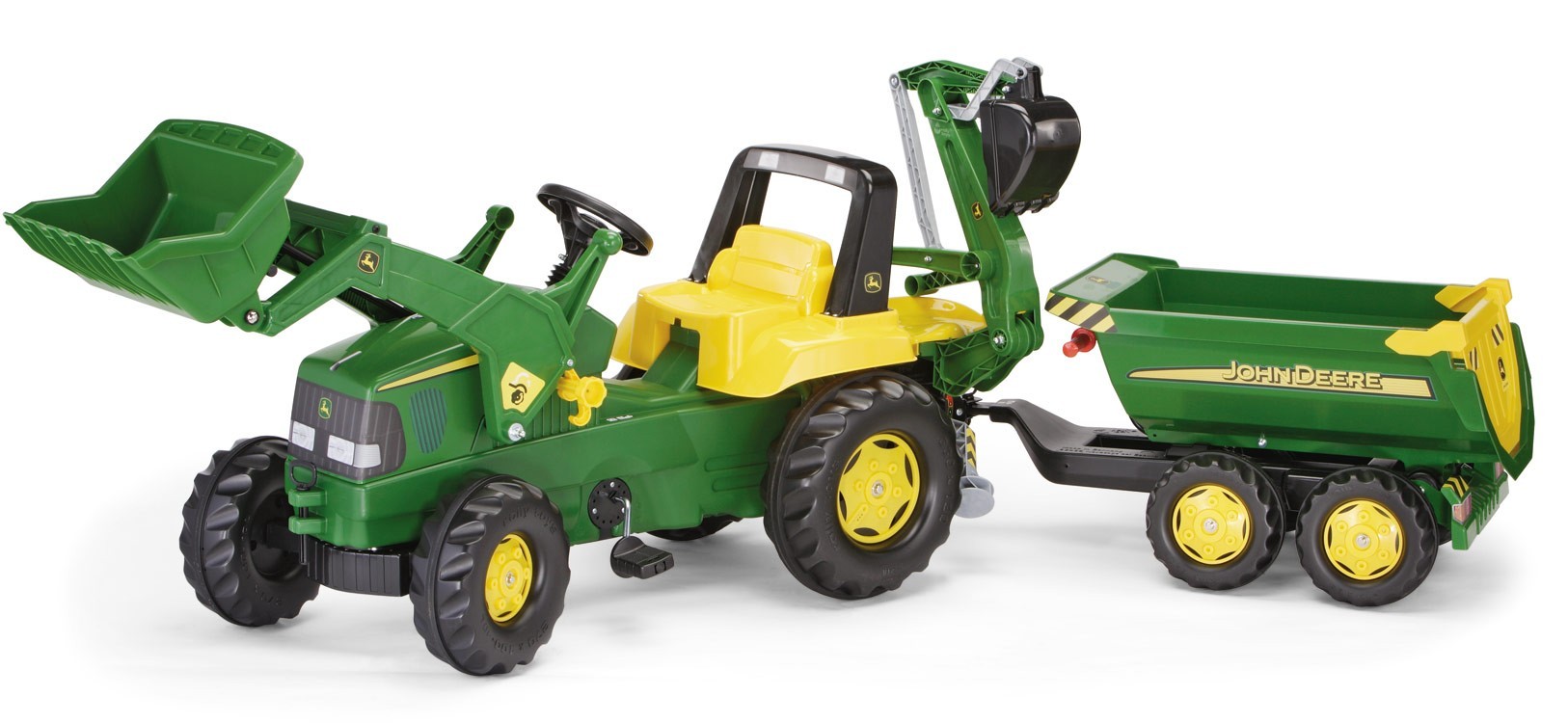 ROLLY TOYS John Deere – Remorque Basculante Double Essieux Rolly Halfpipe, Grand Camion-benne Vert, Dès 3 Ans