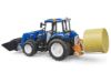 Image de New Holland T5.120 avec chargeur frontal, caisse, fourches + 1 balle ronde 1:16
