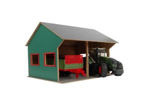 Image de Hangar en bois 2 tracteurs KIDS GLOBE 610263  1:16