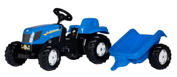 Image de Tracteur RollyKid New Holland TVT 190 avec remorque ROLLY TOYS
