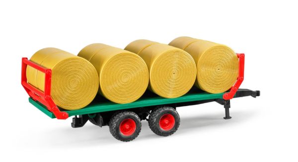 Image de Remorque à balles avec 8 bottes de paille rondes Bruder 1:16