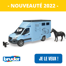 Nouveautés bruder 2022 - MB sprinter betaillère cheval 02674 disponible sur Jouet Toys